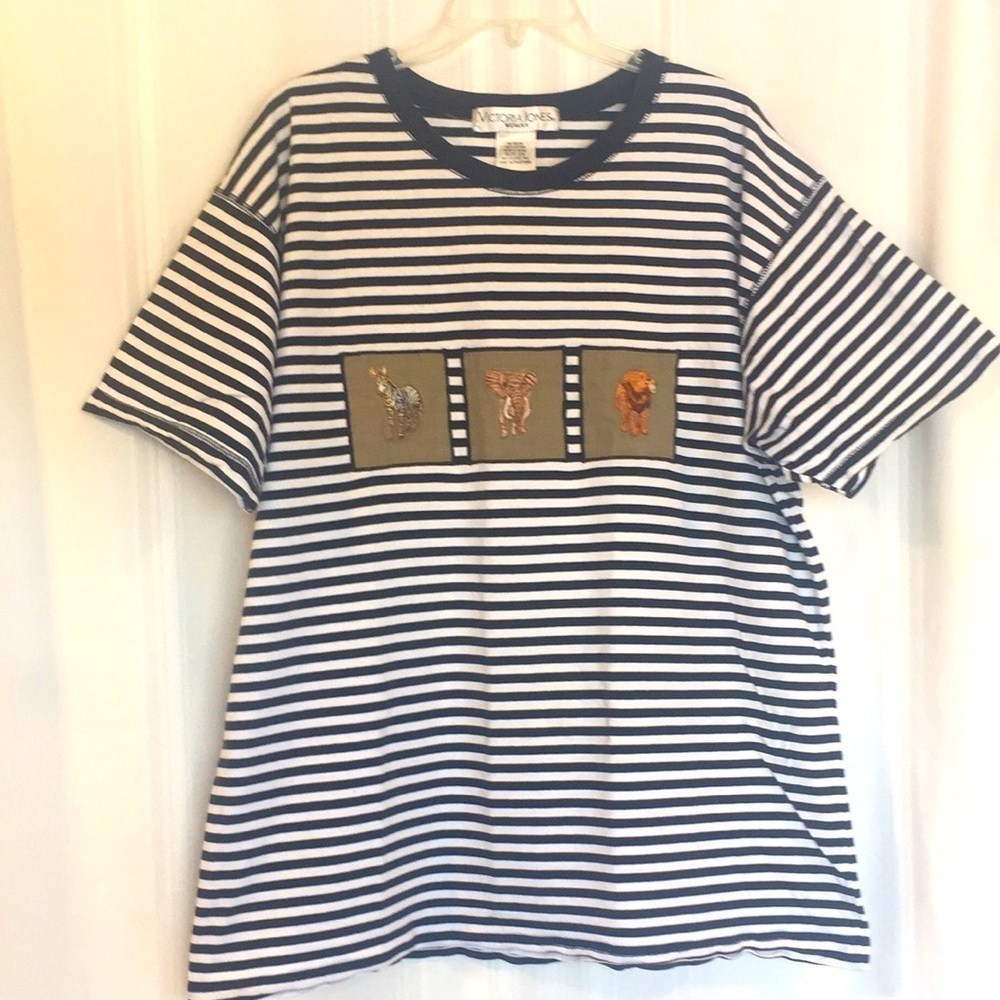 Vintage Victoria Jones Woman 2X Black White, SAFARI THEME, PREWORN